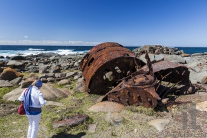 Rusting boiler from the shipwreck of the SS Monaro. Eurobodalla national park. NSW. Australia