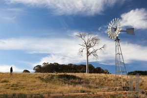 A rural landscape with windmill. Near Oberon. New South Wales. Australia.