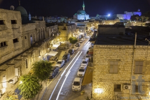 Streets of ancient city of akko at night. Israel