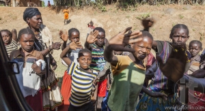 Ethiopian children in small village. Arfaide (Near Karat Konso). Ethiopia.