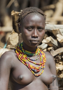 Portrait of Dassanech girl. Omorato, Ethiopia.