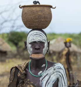 Woman from Mursi tribe in Mirobey village. Mago National Park. O