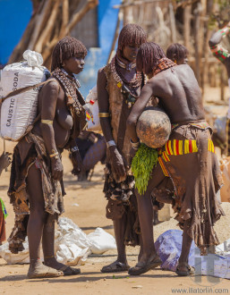 Hamar women at village market.