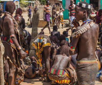 Hamar people at village market.