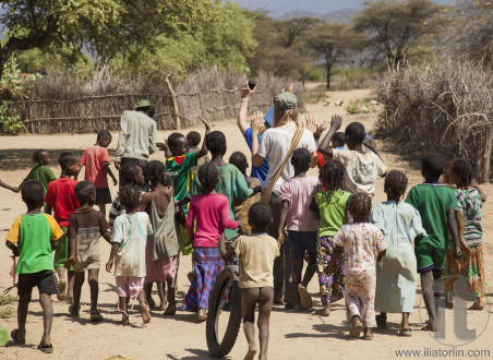 Tsemay children in traditional tribal village. Weita. Omo Valley. Ethiopia.