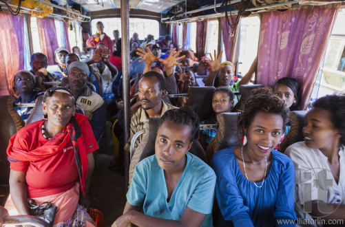 People on the bus waiting for departure. Sodo Wolaita. Ethiopia.
