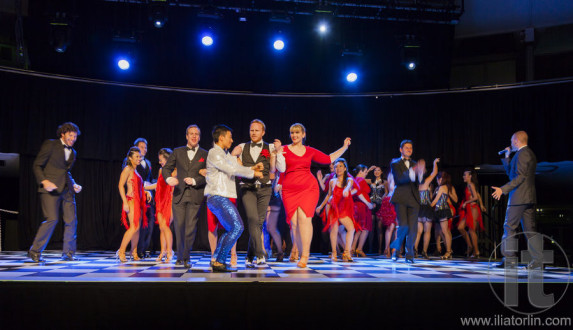 Salsa performance dancing. Casino Royal Black Tie ball. Roundhouse Kensington. Sydney. Australia.