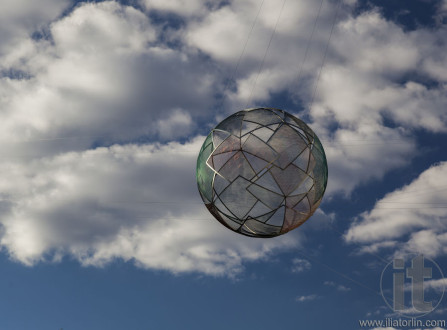 Flying sphere next to the National Gallery's entrance. Canberra. Australia.