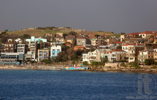 Houses on the northern side of Bondi Beach. Australia.