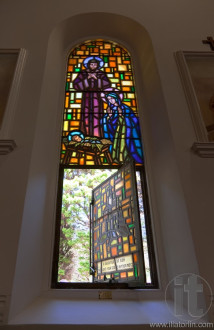 Stained glass window in Our Lady Star of the Sea Watsons Bay Catholic church. Watsons Bay. Australia.