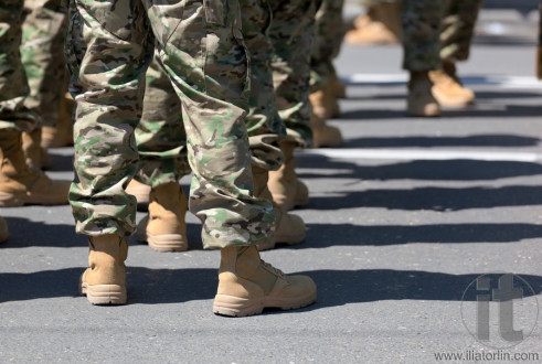Soldiers in boots. Tbilisi. Georgia.