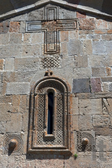 The wall of Gergeti (Trinity) church. Stepantsminda. Georgia.
