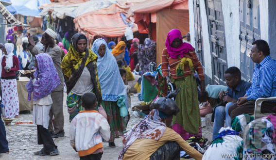 HARAR, ETHIOPIA - DECEMBER 24, 2013: Unidentified people of anci