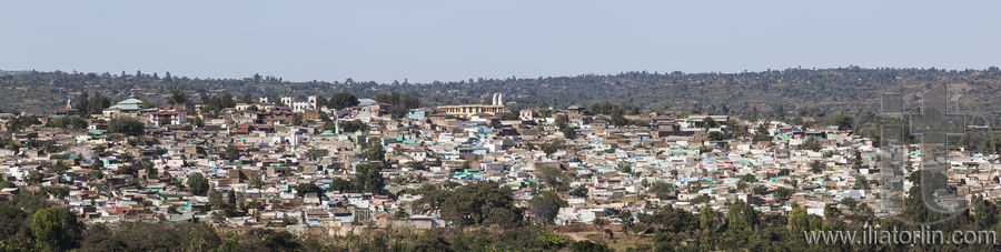 Panoramic bird eye view of ancient walled city of Jugol. Harar.