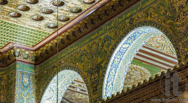 Interior of Dome on the Rock. Jerusalem, Israel.
