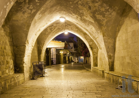 Old town streets at night. Jerusalem, Israel.