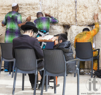 People near Western Wall. Jerusalem, Israel.