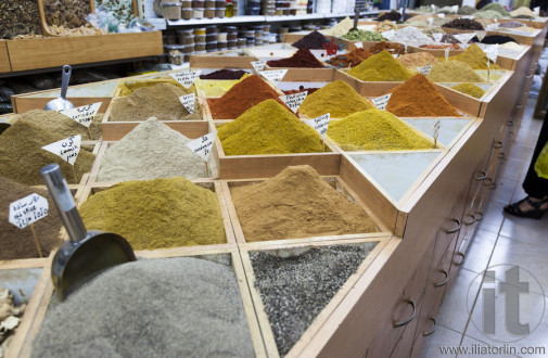 Spices shop on Beit HaBad Street. Old Jerusalem. Israel.