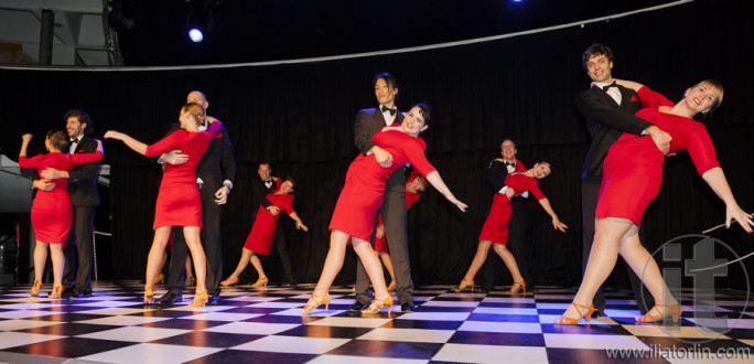 Salsa performance dancing. Casino Royal Black Tie ball. Roundhouse Kensington. Sydney. Australia.