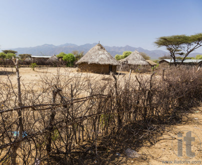 Traditional tsemay houses. Weita. Omo Valley. Ethiopia.