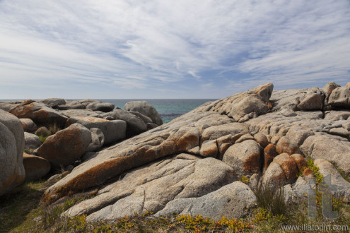 Sea and rough rocks at Bingie Point. Nsw. Australia.