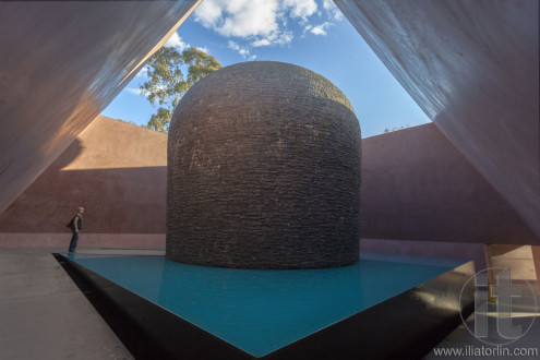 Interior of James Turrell's Skyspace sculpture 'Within Without' located in new Australian Garden of National Gallery. Canberra. Australia