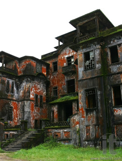 Abandoned hotel 'Bokor Palace' in Ghost town Bokor Hill station near the town of Kampot. Cambodia.