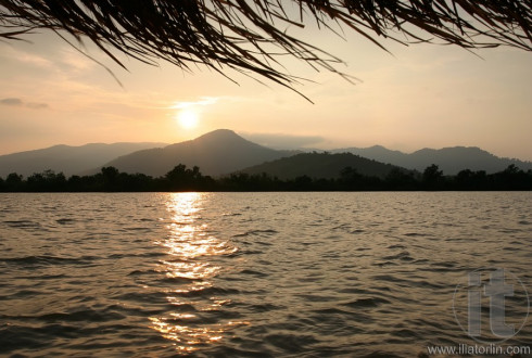 View of sunset from Kampot river. Kampot. Cambodia