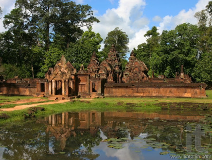View to Banteay Srei Temple in the Angkor. Siem Reap, Cambodia.