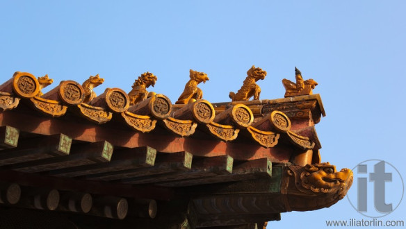 Imperial Roof decorations (charms or roof-figures). Forbidden City. Beijing. China