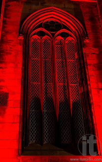 Illuminated Cathedral. Edinburgh. Scotland. UK.