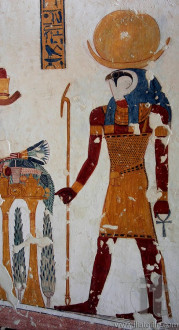 Mural in one of the tombs in the Valley of King. Egypt. Luxor