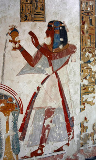 Mural in one of the tombs in the Valley of King. Egypt. Luxor