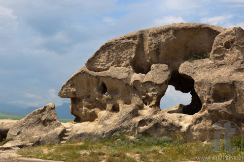 Rock in shape of man's profile. 3,000 years old cave city Uplistsikhe. Georgia.