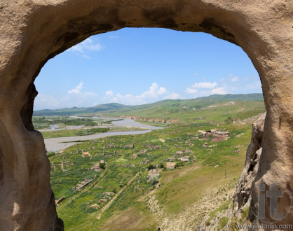 Ruins of the Georgian village near 3,000 years old cave city Uplistsikhe. Georgia.
