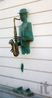 Sculpture of saxophonist. Tbilisi. Georgia.