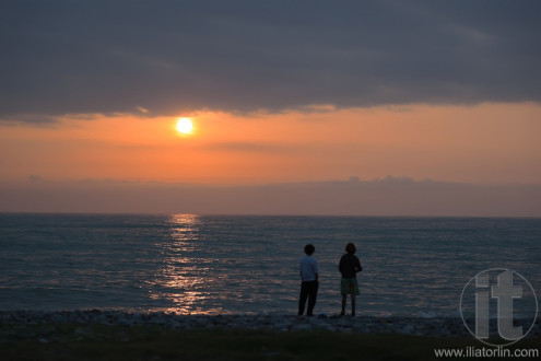 Sunset on the beach. Batumi. Georgia.