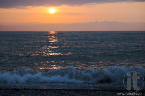 Sunset on the beach. Batumi. Georgia.