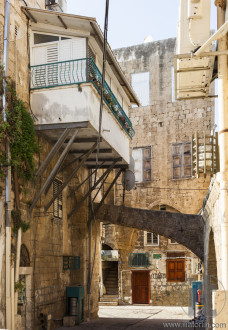 Streets of ancient city of Akko in the morning. Israel