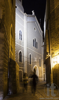 Streets of ancient city of akko at night. Israel