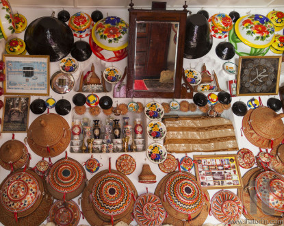 Typical interior of traditional house in ancient city of Jugol. Harar. Ethiopia.