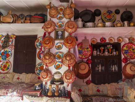 Typical interior of traditional house in ancient city of Jugol. Harar. Ethiopia.