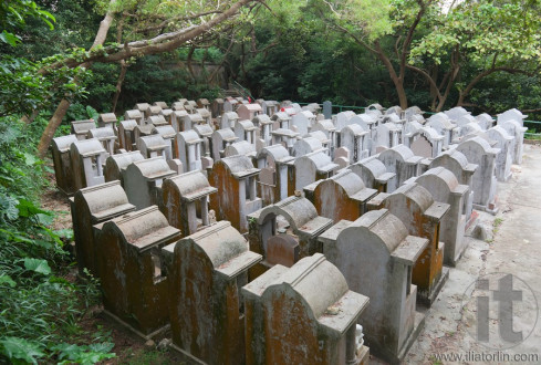 Cemetery on Cheung Chau Island. Hong Kong.