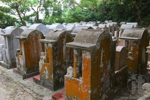 Cemetery on Cheung Chau Island. Hong Kong.