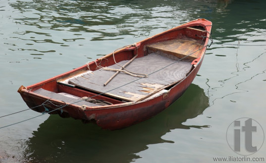 Old moored dinghy. Cheung Chau. Hong Kong.