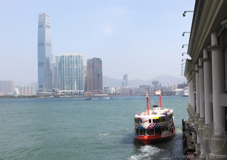 The Historic Star Ferry leaving pier in Central. Hong Kong
