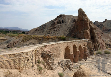 Aqueduct (qanat) in deserted village of Kharanaq near Yazd. Iran