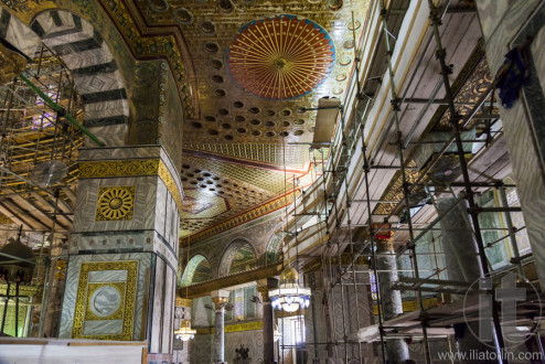 Interior of Dome on the Rock. Jerusalem, Israel.