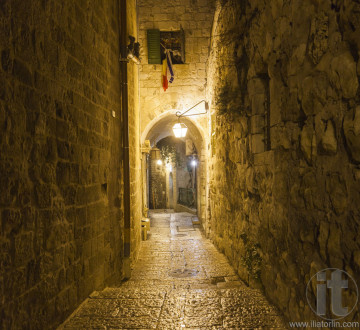 Old town streets at night. Jerusalem, Israel.