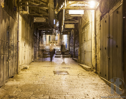 Old town streets at night. Jerusalem, Israel.